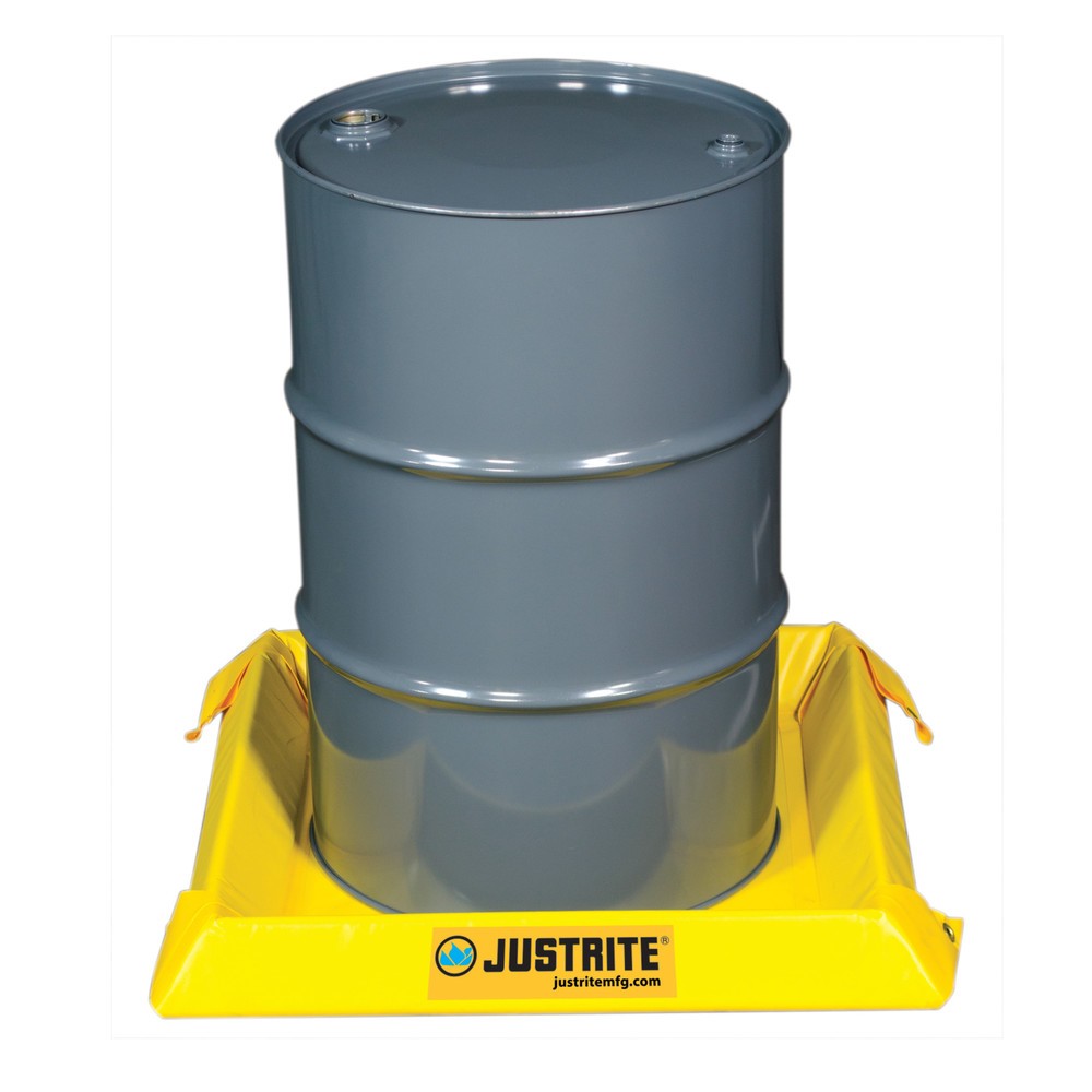 Product afbeelding: Justrite® vouw-lekbak van polyvinylchloride, wandhoogte 100 mm, binnenafmetingen 0,6 x 0,6 m, inhoud 38 l