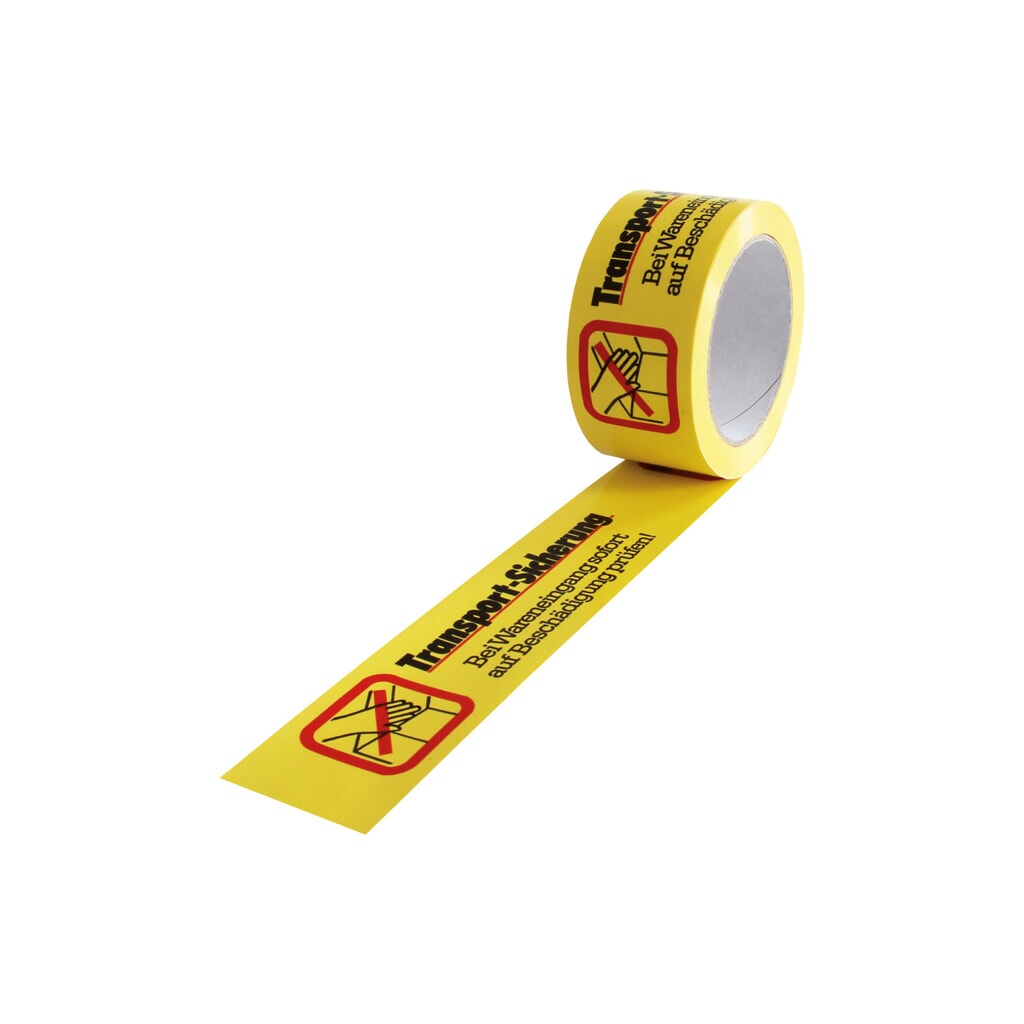 PVC-Warn-Klebebänder, 50 mm breit x 66 lfm - mit Aufdruck "Transportsicherung" Produktabbildung: PVC-Warn-Klebebänder, 50 mm breit x 66 lfm - mit Aufdruck "Transportsicherung"
