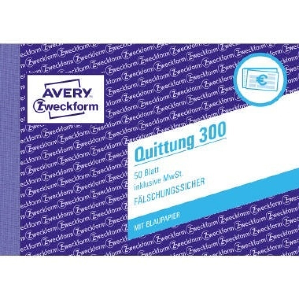 Avery Zweckform Quittung 300 DIN A6 quer 50Blatt Produktabbildung: Avery Zweckform Quittung 300 DIN A6 quer 50Blatt