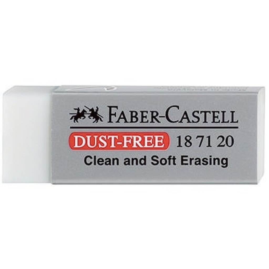 Faber-Castell Radierer DUST-FREE 187120 22x12x62mm weiß Produktabbildung: Faber-Castell Radierer DUST-FREE 187120 22x12x62mm weiß