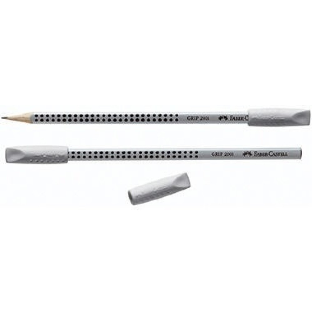 Produktabbildung: Faber-Castell Radierer Eraser CAP GRIP 2001 grau/weiß 2 St./Pack.