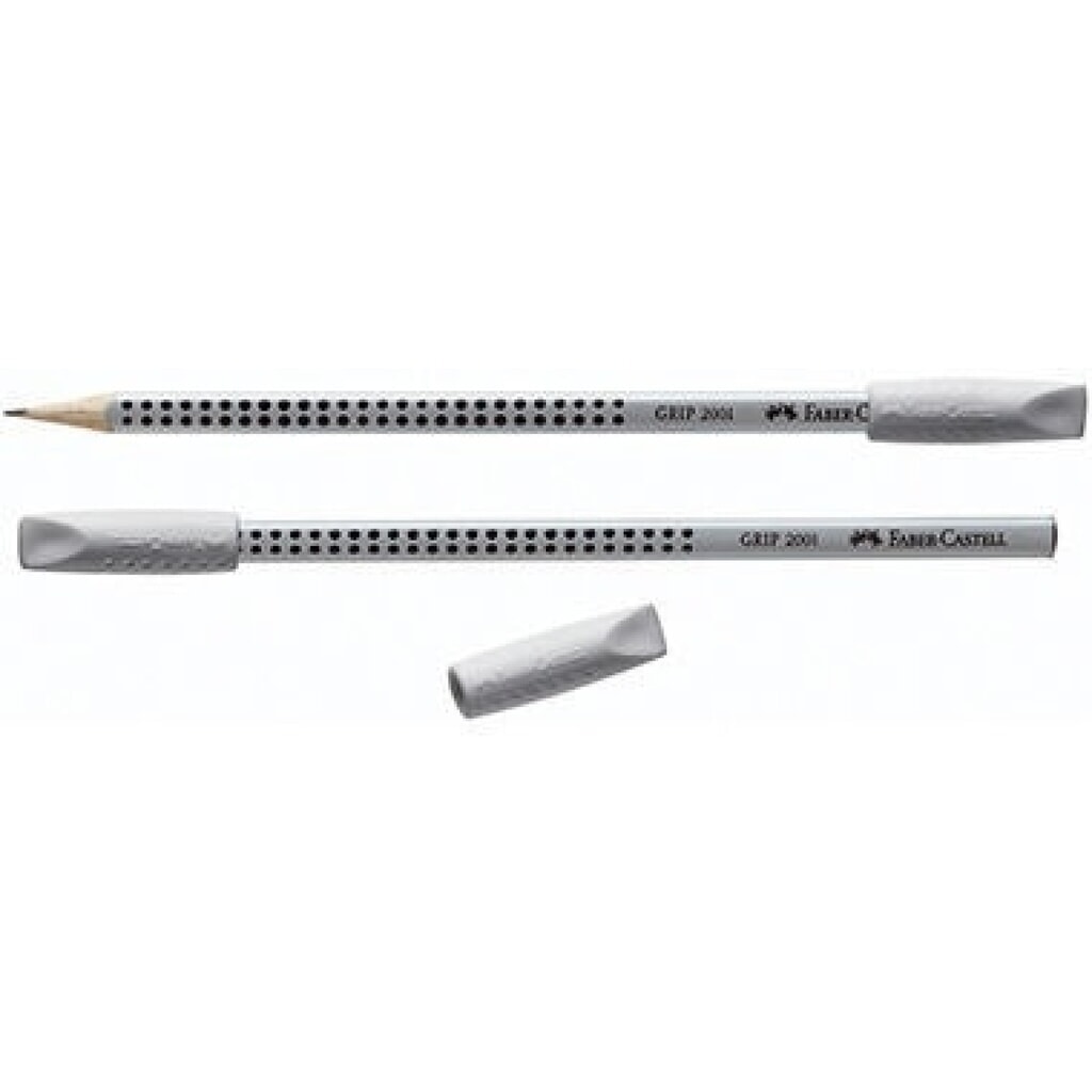 Faber-Castell Radierer Eraser CAP GRIP 2001 grau/weiß 2 St./Pack. Produktabbildung: Faber-Castell Radierer Eraser CAP GRIP 2001 grau/weiß 2 St./Pack.