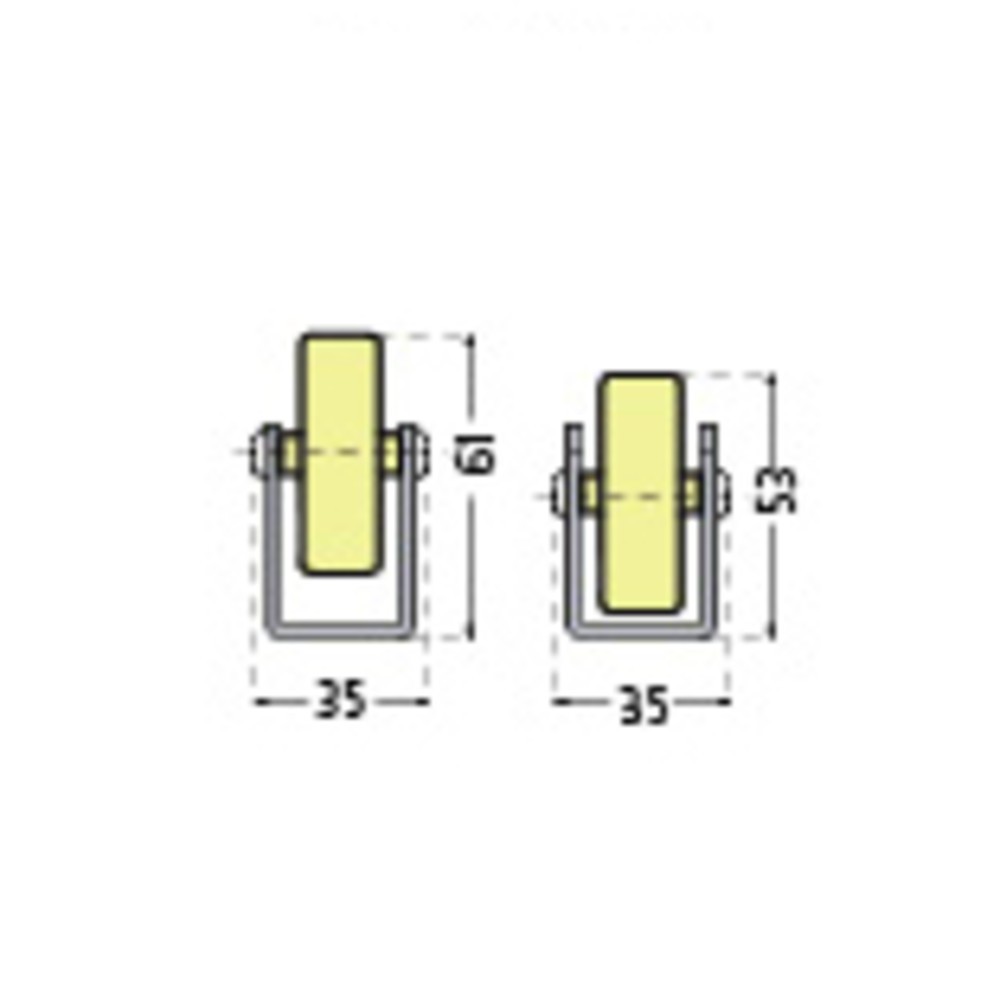 N° de l'image du produit 2 : Rail à galets universel, galets en plastique, paliers de 100 mm, capacité de charge par galet 10 kg