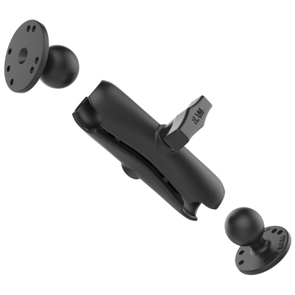 Produktabbildung Nr. 2: RAM Mounts Aufbau-Set, 2x runde Basisplatte (AMPS), mittlerer Verbindungsarm, C-Kugel (1,5 Zoll), im Polybeutel