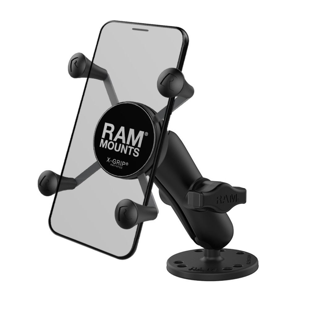 Produktabbildung Nr. 1: RAM Mounts X-Grip Aufbauhalterung für Smartphones bis 82,6 mm Breite, B-Kugel (1 Zoll), runde Basisplatte (AMPS), mittlerer Verbindungsarm