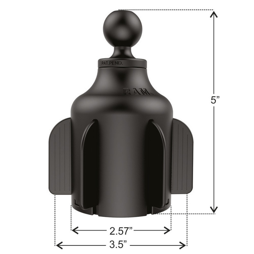 Produktabbildung Nr. 3: RAM Mounts Fahrzeug-Halterung mit X-Grip Halteklammer für Smartphones bis 114,3 mm Breite, B-Kugel (1 Zoll), Basis für Getränkehalter, mittlerer Verbindungsarm