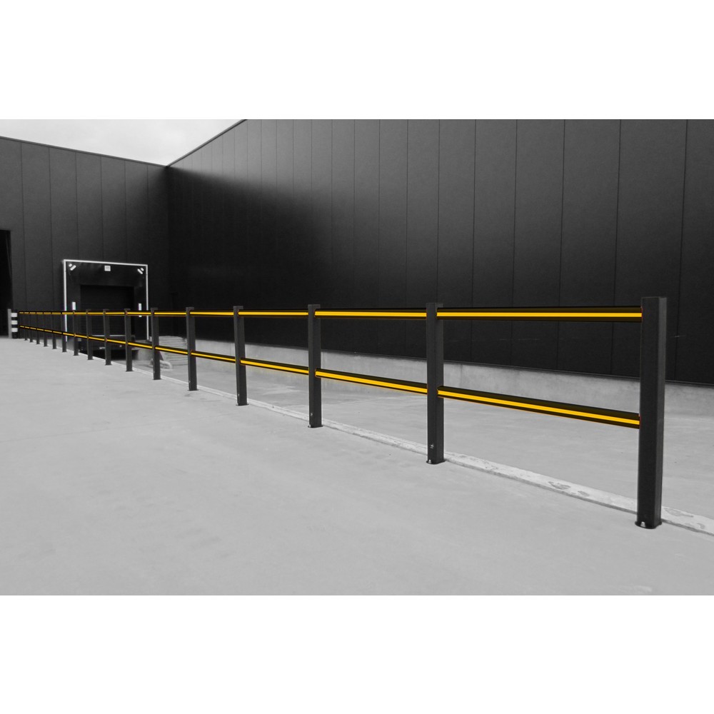 N° de l'image du produit 3 : BOPLAN® Jeu de garde-corps HD Light, 2 traverses jaunes, 2 poteaux noirs, largeur 1,25 m