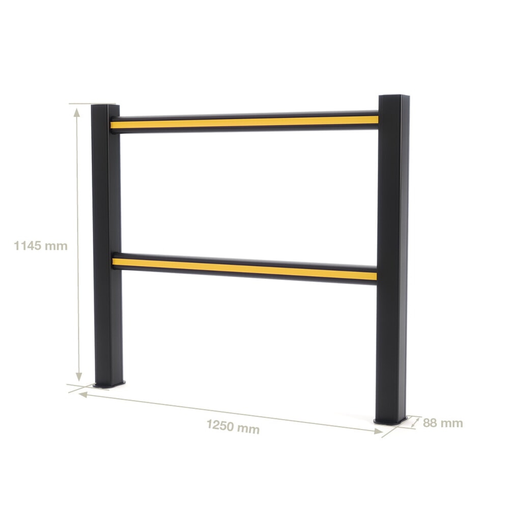 N° de l'image du produit 4 : BOPLAN® Jeu de garde-corps HD Light, 2 traverses jaunes, 2 poteaux noirs, largeur 1,25 m