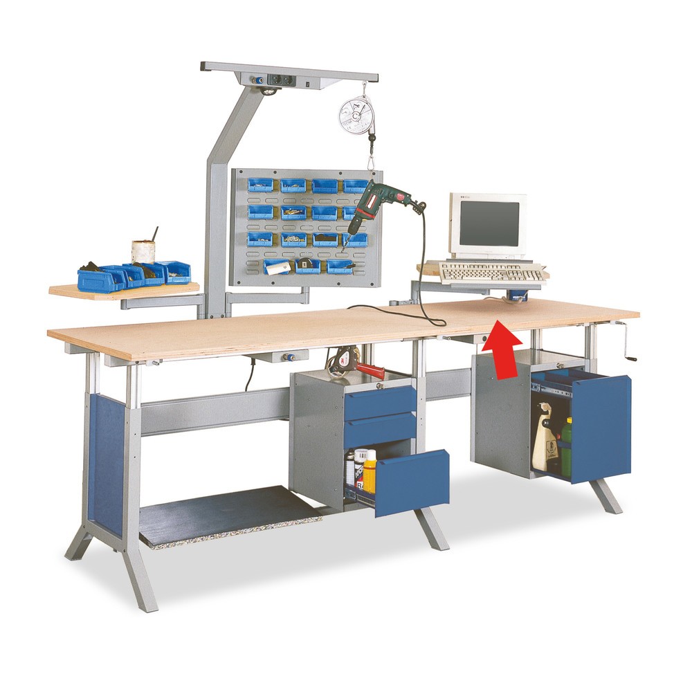 Zdjęcie produktu: Ramię obrotowe z uchwytem na monitor i podpórką na klawiaturę do stołu roboczego Bedrunka+Hirth, wys. x szer. x gł. 322 x 700 x 355 mm