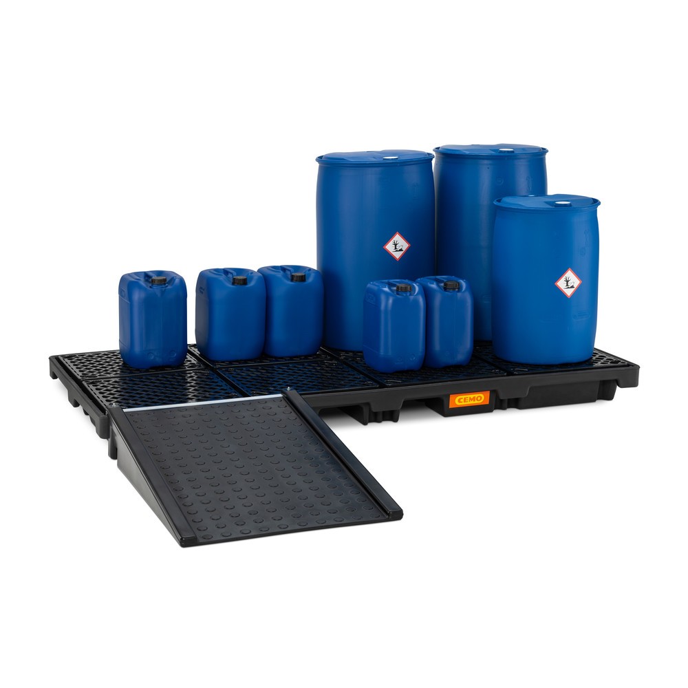 N° de l'image du produit 2 : Rampe d'accès pour bac de récupération de fûts CEMO 270/8, HxlxP 200 x 800 x 1 250 mm, capacité de charge 300 kg