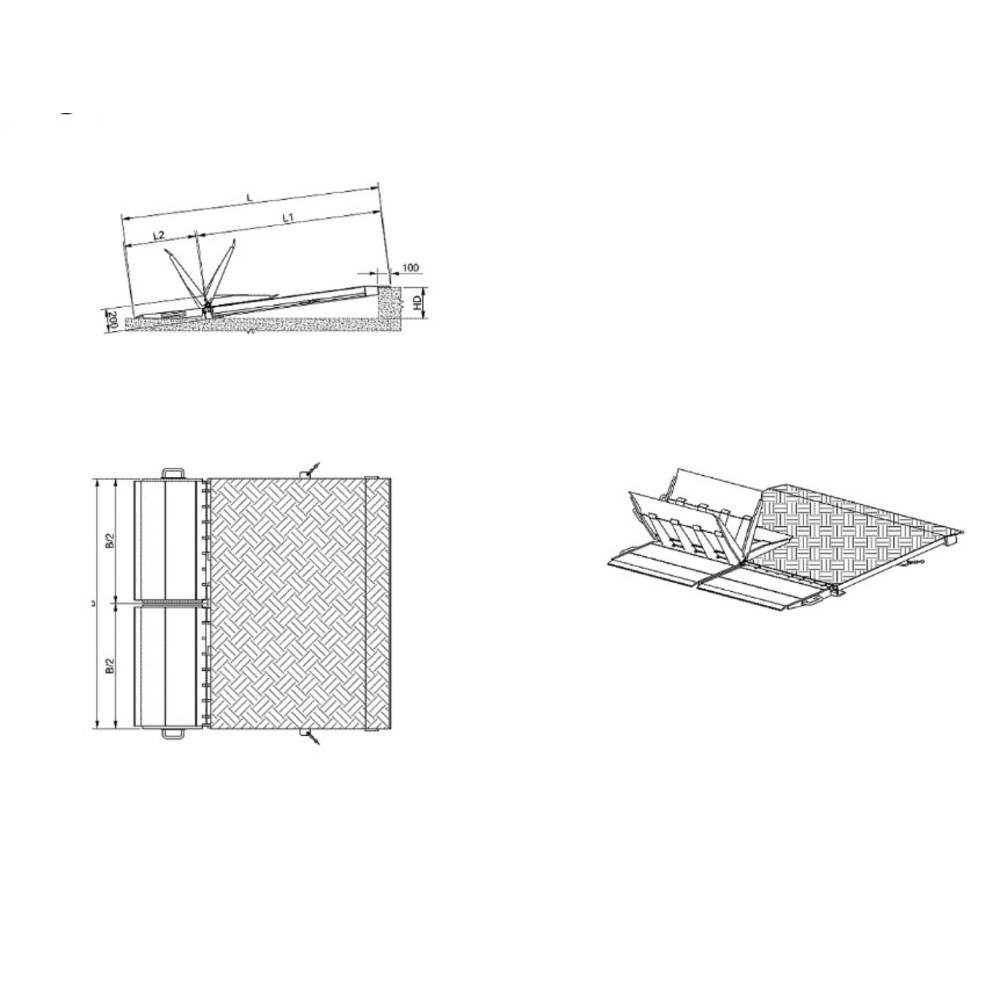 N° de l'image du produit 4 : Rampe de chargement pour conteneur, pliable, capacité de charge 7 300 kg, l x L 2 000 x 2 070 mm