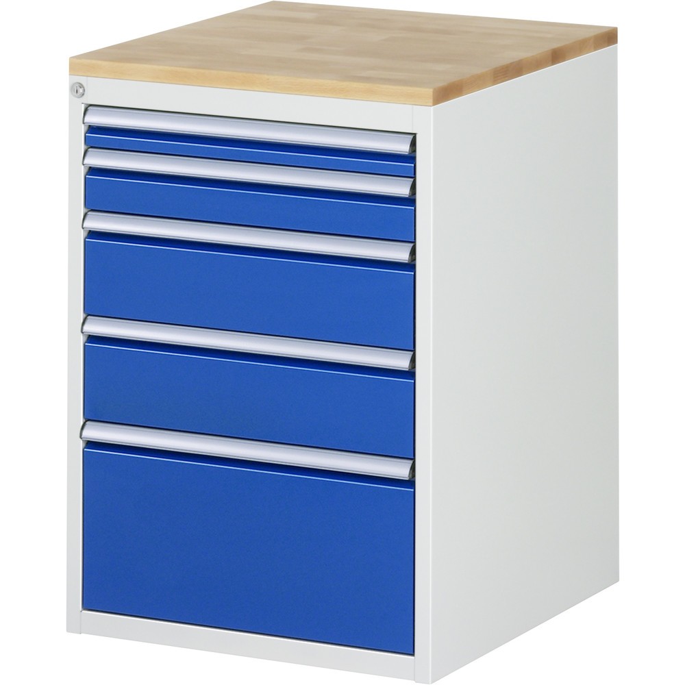 Illustration du produit: RAU Armoire à tiroirs série 7000, HxlxP 825 x 580 x 650 mm, avec 5 tiroirs taille L, face supérieure en hêtre