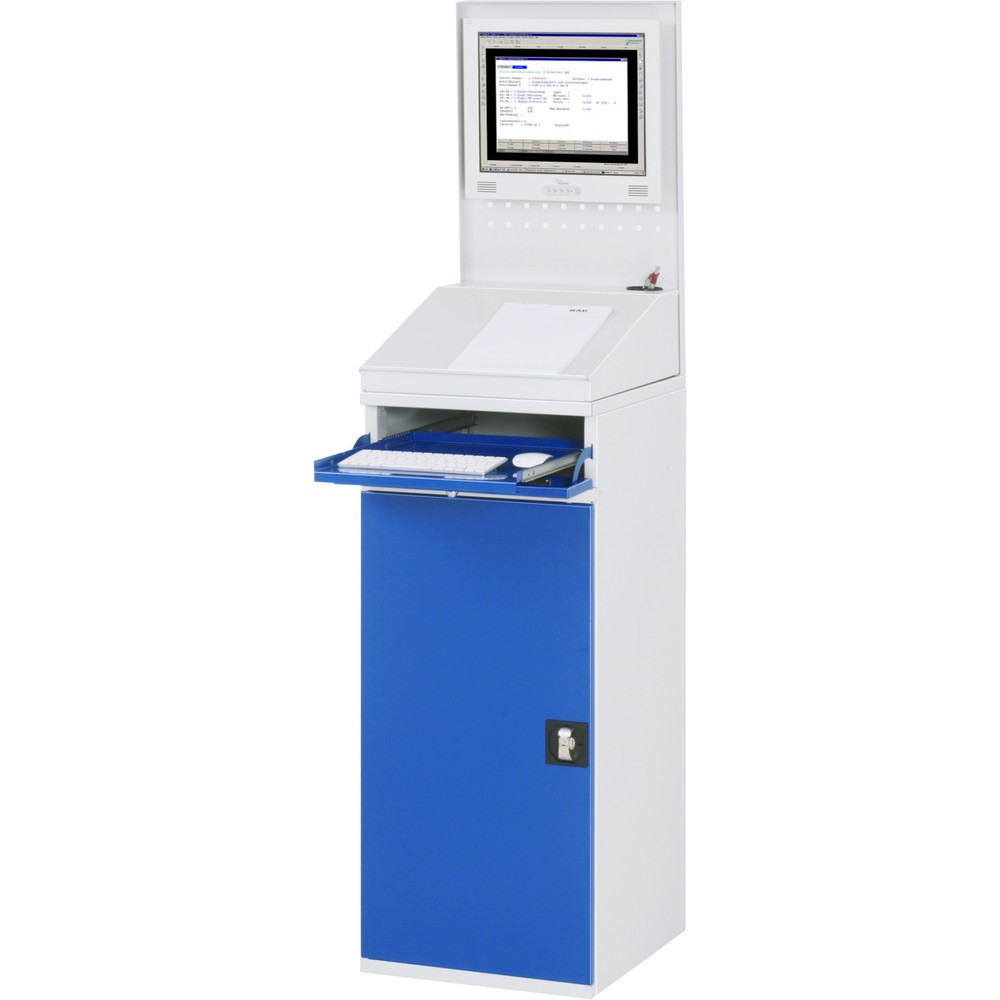 N° de l'image du produit 2 : RAU Armoire informatique, porte-clavier coulissant, porte battante, panneau arrière perforé, tiroirs, fixe