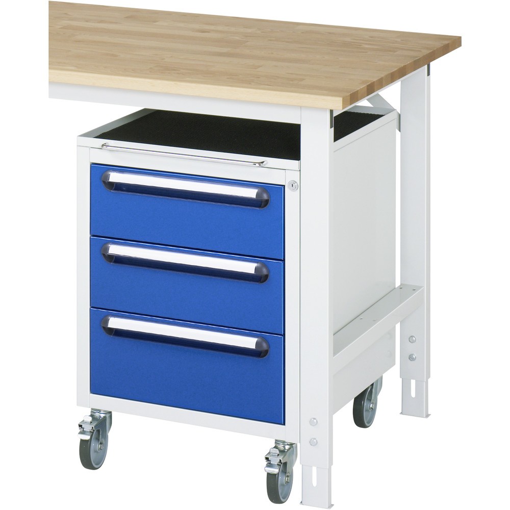 N° de l'image du produit 2 : RAU Caisson sous plateau à roulettes, HxlxP 690 x 480 x 600 mm, avec 3 tiroirs