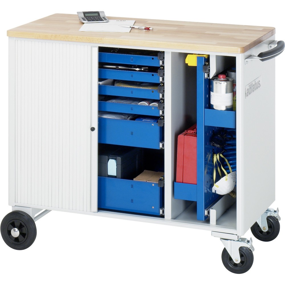 N° de l'image du produit 5 : RAU Chariot pour outils série adlatus, HxLxP 890 x 1 025 x 520 mm, 6 tiroirs 4 x 40, 1 x 105, 1 x 130 mm, Plan de travail en hêtre