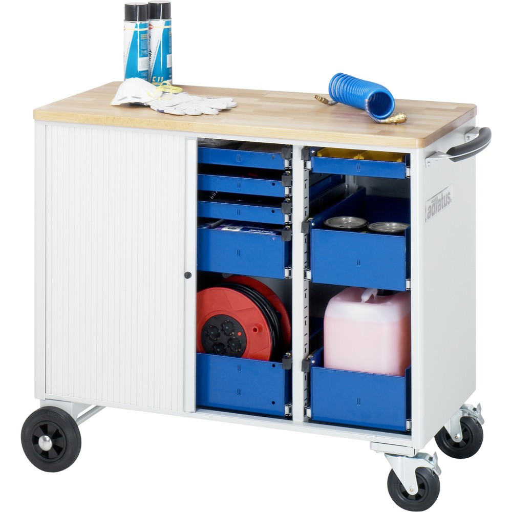 N° de l'image du produit 4 : RAU Chariot pour outils série adlatus, HxLxP 890 x 1 025 x 520 mm, 8 tiroirs 3 x 40, 1 x 105, 1 x 130 mm, Plan de travail en hêtre