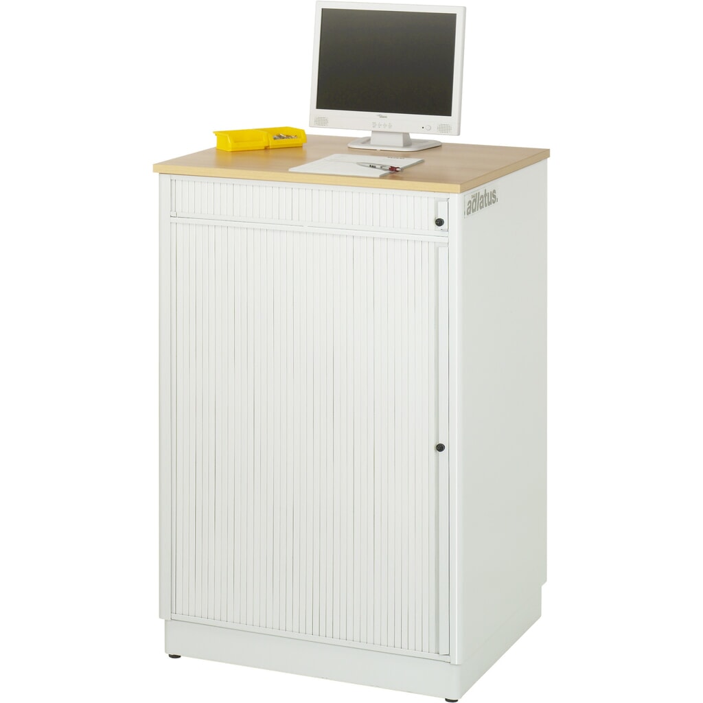 RAU Computer-Stationen, HxBxT 1.100 x 720 x 660 mm, Buche Dekor Arbeitsplatte, mit Rolladen, Steckdosenleiste Produktabbildung Nr. 3: RAU Computer-Stationen, HxBxT 1.100 x 720 x 660 mm, Buche Dekor Arbeitsplatte, mit Rolladen, Steckdosenleiste