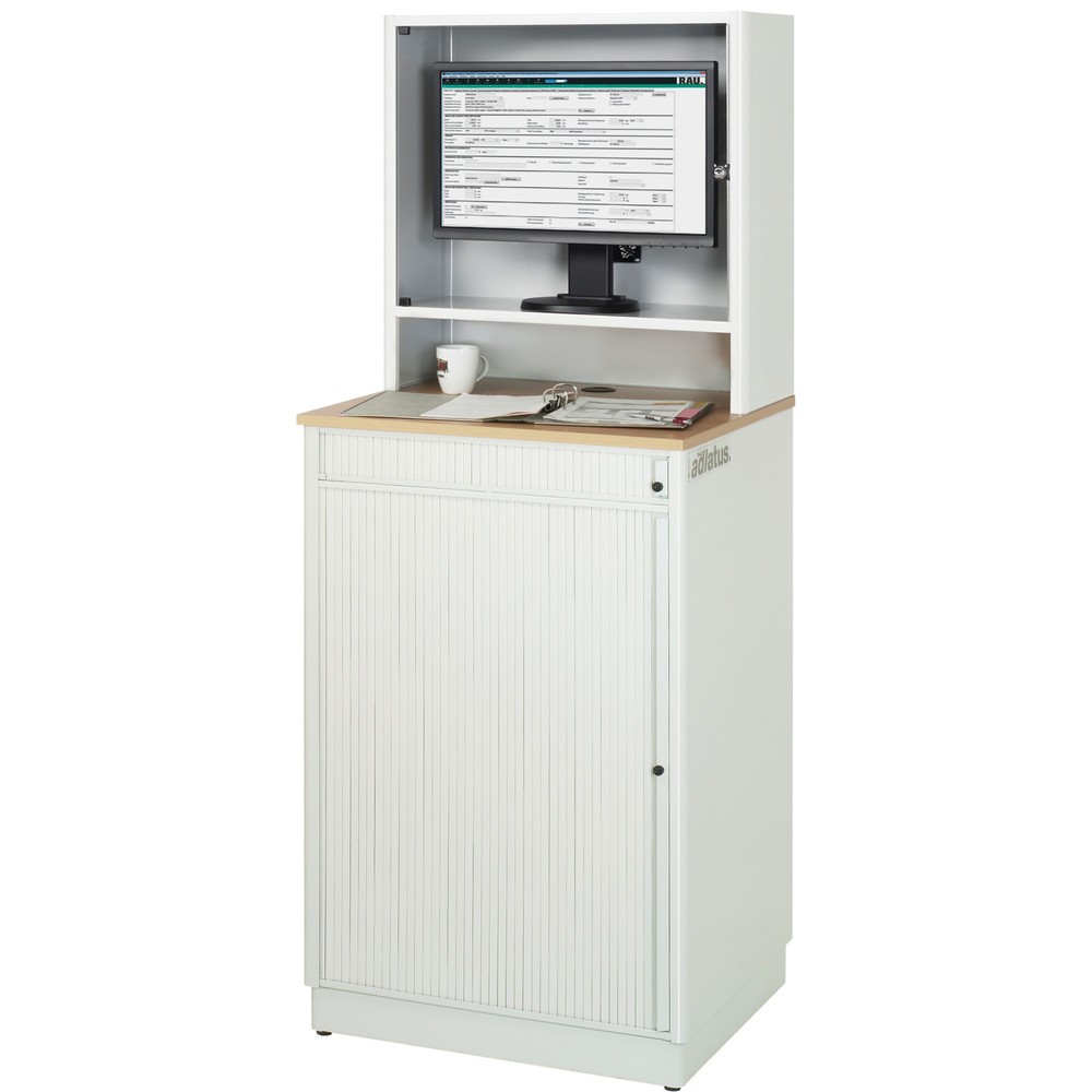 Produktabbildung Nr. 4: RAU Computer-Stationen, HxBxT 1.810 x 720 x 660 mm, Buche Dekor Arbeitsplatte, mit Rolladen, Steckdosenleiste