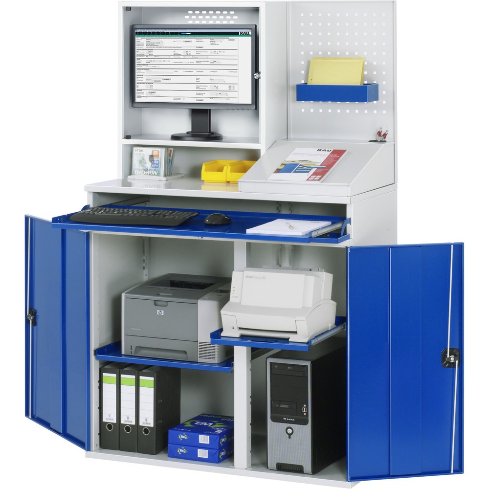 Produktabbildung Nr. 1: RAU Computer-Schrank, HxBxT 1.770 x 1.100 x 520 mm, mit 2 Flügeltüren, Tastaturauszug und Monitorgehäuse