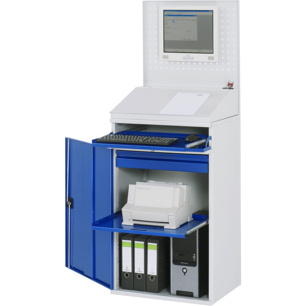 Produktabbildung Nr. 1: RAU Computer-Schrank, HxBxT 1.770 x 650 x 520 mm, mit 1 Flügeltür und Tastaturauszug