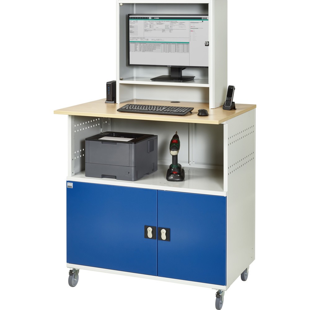 Produktabbildung Nr. 6: RAU Computer-Tisch, HxBxT 1.860 x 1.100 x 800 mm, Buche Dekor Arbeitsplatte, mit 2 Flügeltüren, Steckdosenleiste und Monitorgehäuse