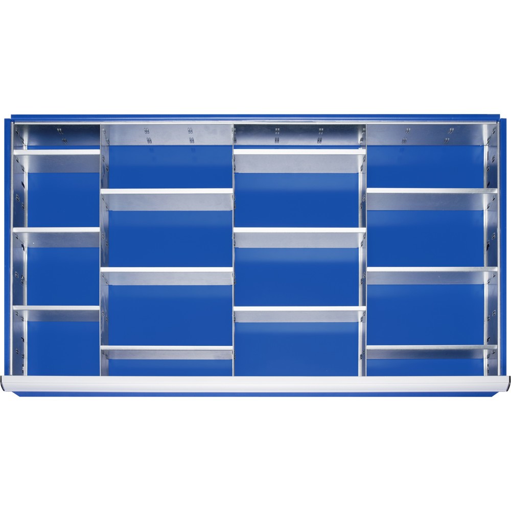 Produktabbildung: RAU Einteilungsset für Schublade, HxBxT 47 x 1.055 x 560 mm, mit 4-tlg. Rasterleisten-Set und 3 Trennwände, Größe XXL für Fronthöhe 60-90 mm