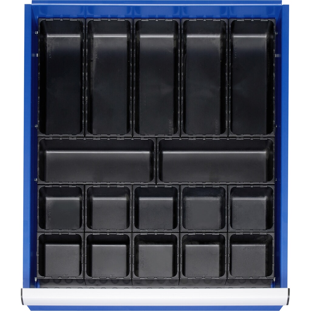 RAU Einteilungsset für Schublade, HxBxT 48 x 490 x 560 mm, mit Bodenplatte und 10 Boxen, Größe L für Fronthöhe 60-360 mm Produktabbildung: RAU Einteilungsset für Schublade, HxBxT 48 x 490 x 560 mm, mit Bodenplatte und 10 Boxen, Größe L für Fronthöhe 60-360 mm