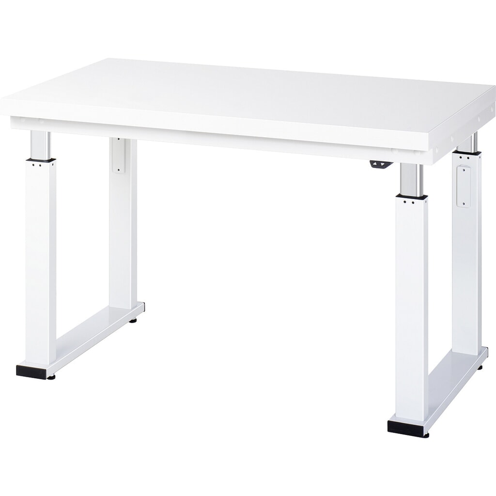 Produktabbildung: RAU elektrisch höhenverstellbare Werkbank Serie adlatus 600, HxBxT 740-1.140 x 1.250 x 700 mm, Arbeitsplatte Hartlaminat