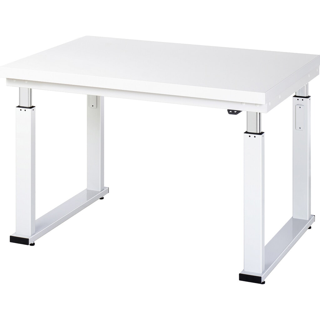 Produktabbildung: RAU elektrisch höhenverstellbare Werkbank Serie adlatus 600, HxBxT 740-1.140 x 1.250 x 900 mm, Arbeitsplatte Hartlaminat