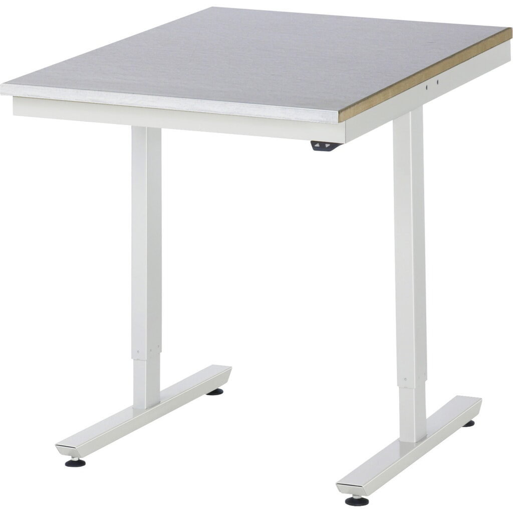 RAU elektrisch höhenverstellbarer Werktisch Serie adlatus 150, HxBxT 720-1.120 x 750 x 1.000 mm, Arbeitsplatte Stahlblech-Belag Produktabbildung: RAU elektrisch höhenverstellbarer Werktisch Serie adlatus 150, HxBxT 720-1.120 x 750 x 1.000 mm, Arbeitsplatte Stahlblech-Belag