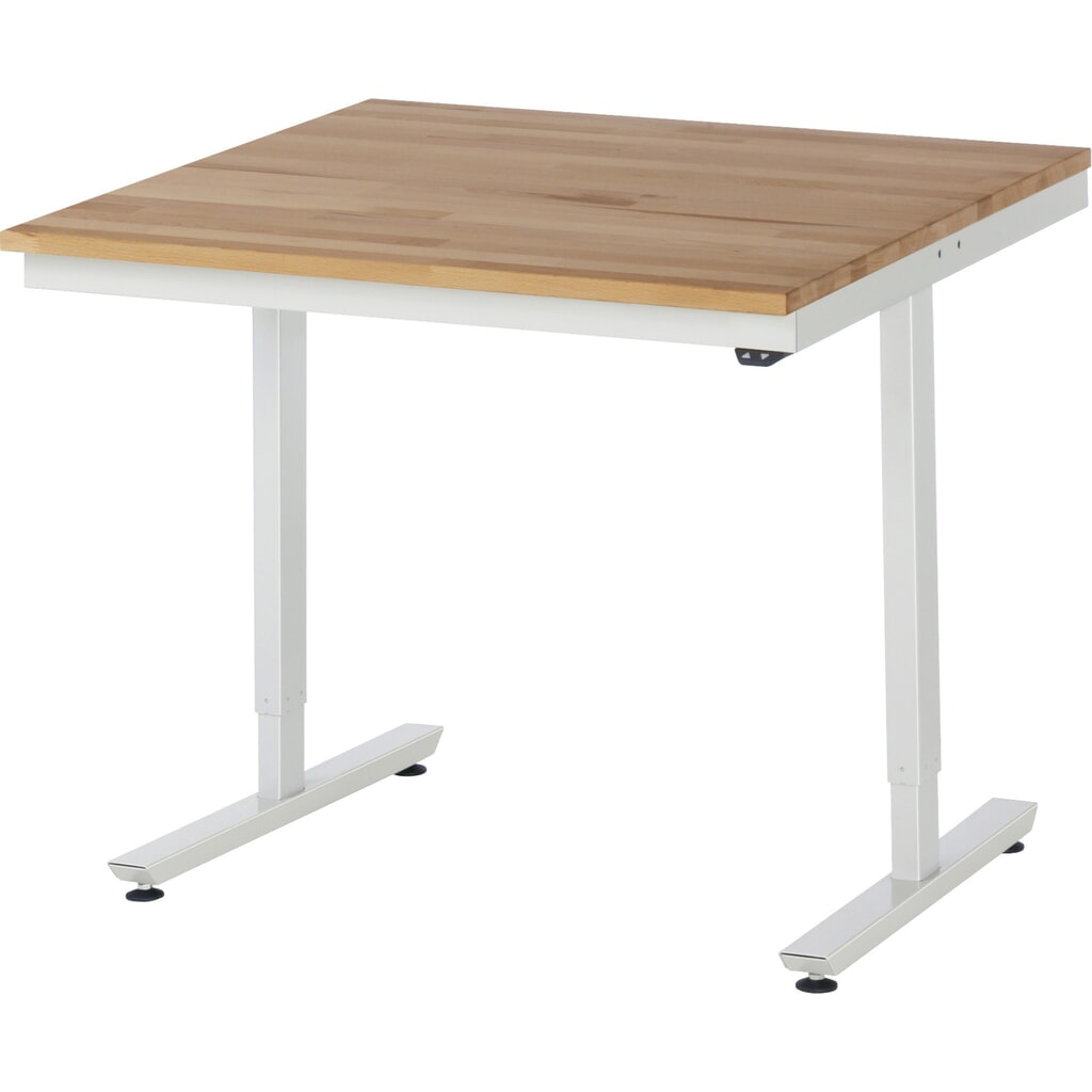 RAU elektrisch höhenverstellbarer Werktisch Serie adlatus 150, HxBxT 720-1.120 x 1.000 x 1.000 mm, Arbeitsplatte Buche-Massiv Produktabbildung: RAU elektrisch höhenverstellbarer Werktisch Serie adlatus 150, HxBxT 720-1.120 x 1.000 x 1.000 mm, Arbeitsplatte Buche-Massiv