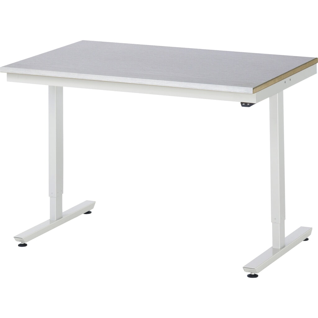 Produktabbildung: RAU elektrisch höhenverstellbarer Werktisch Serie adlatus 150, HxBxT 720-1.120 x 1.250 x 800 mm, Arbeitsplatte Edelstahlblech-Belag