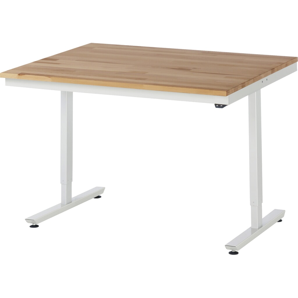 Produktabbildung: RAU elektrisch höhenverstellbarer Werktisch Serie adlatus 150, HxBxT 720-1.120 x 1.250 x 1.000 mm, Arbeitsplatte Buche-Massiv