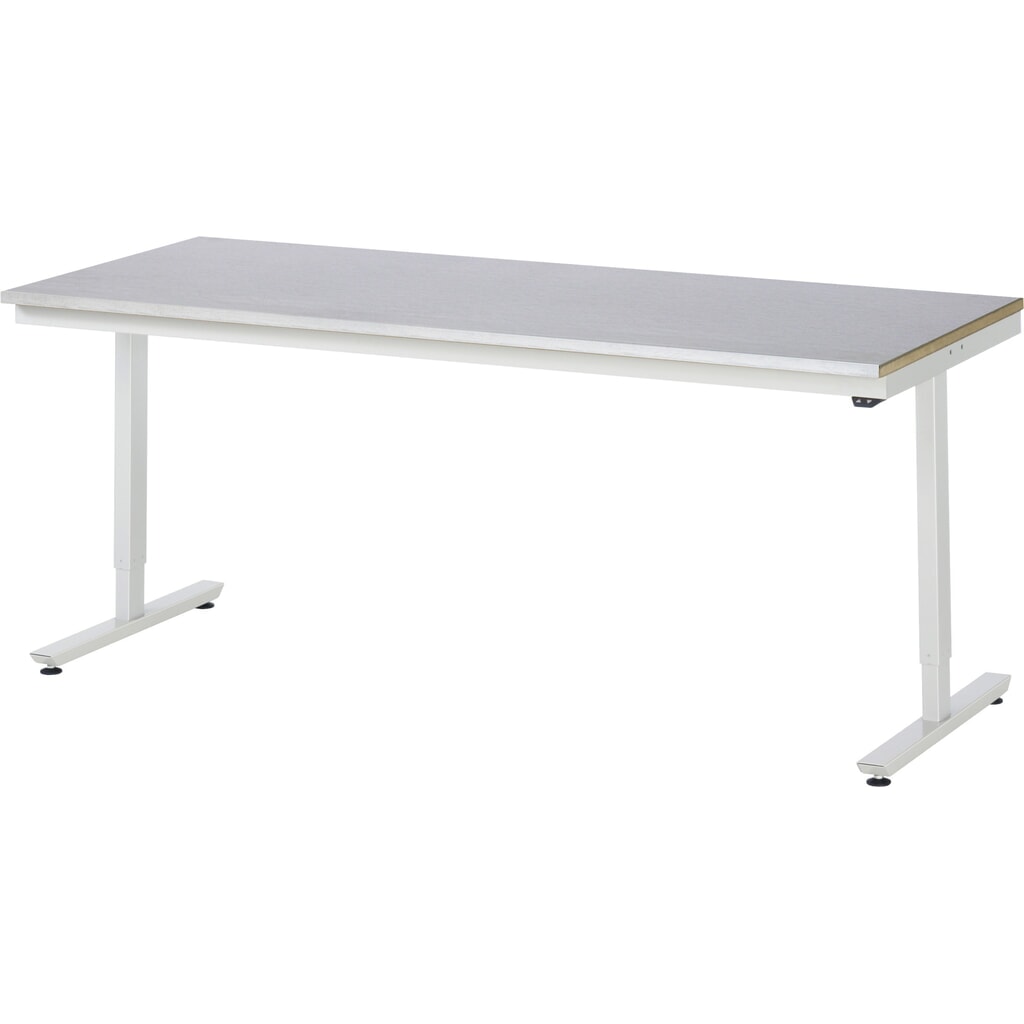 Produktabbildung: RAU elektrisch höhenverstellbarer Werktisch Serie adlatus 150, HxBxT 720-1.120 x 2.000 x 800 mm, Arbeitsplatte Edelstahlblech-Belag