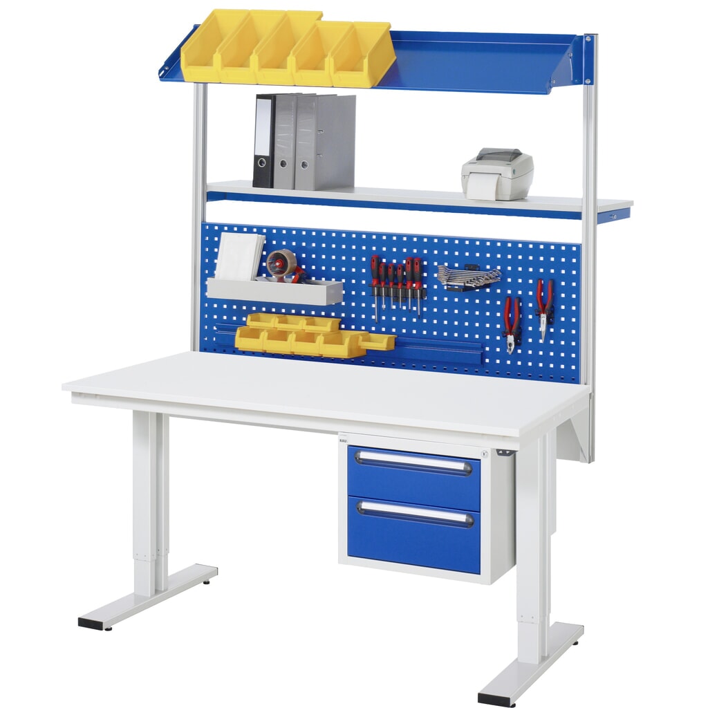 RAU elektrisch höhenverstellbarer Werktisch Serie adlatus 300, HxBxT 720-1.120 x 1.250 x 1.000 mm, Stahlblechbelag Arbeitsplatte Produktabbildung Nr. 7: RAU elektrisch höhenverstellbarer Werktisch Serie adlatus 300, HxBxT 720-1.120 x 1.250 x 1.000 mm, Stahlblechbelag Arbeitsplatte