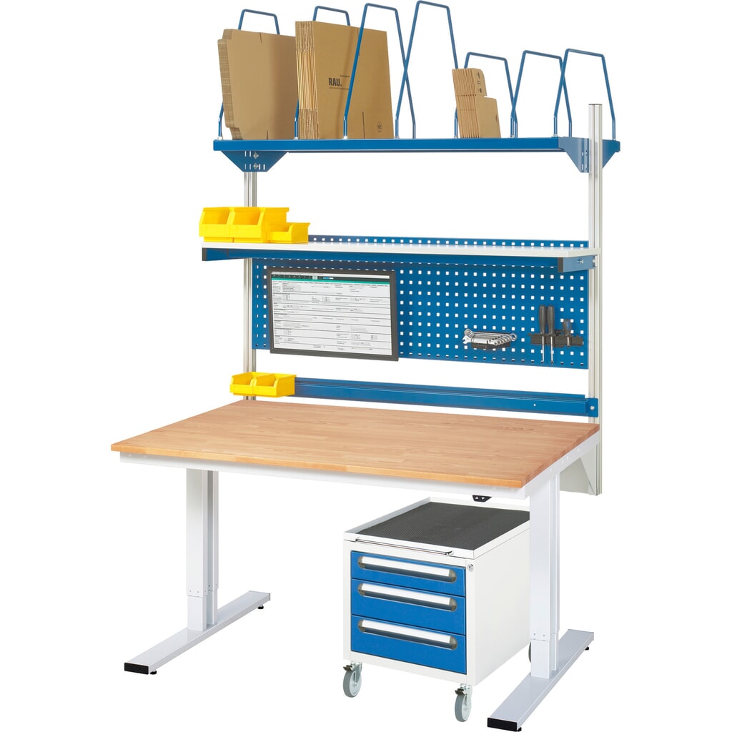 RAU elektrisch höhenverstellbarer Werktisch Serie adlatus 300, HxBxT 720-1.120 x 1.250 x 1.000 mm, Stahlblechbelag Arbeitsplatte Produktabbildung Nr. 8: RAU elektrisch höhenverstellbarer Werktisch Serie adlatus 300, HxBxT 720-1.120 x 1.250 x 1.000 mm, Stahlblechbelag Arbeitsplatte