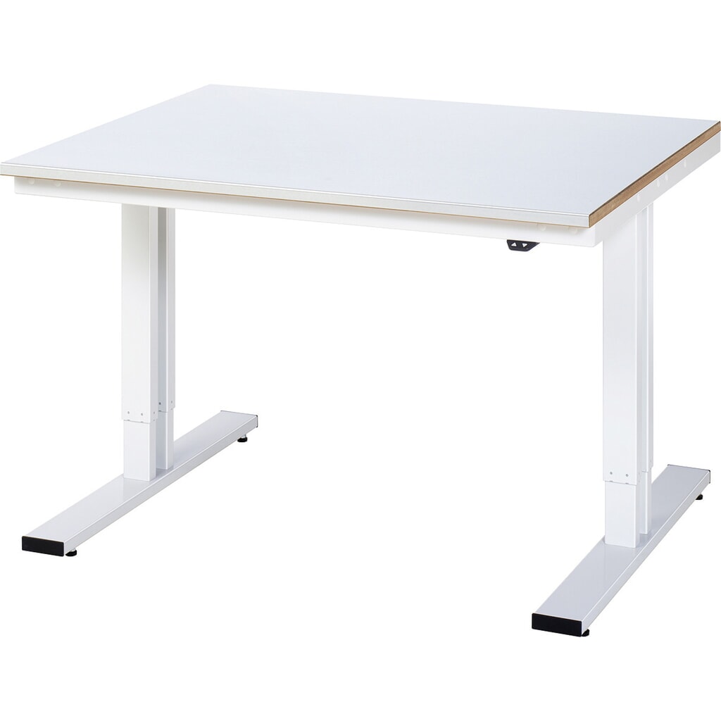 Produktabbildung: RAU elektrisch höhenverstellbarer Werktisch Serie adlatus 300, HxBxT 720-1.120 x 1.250 x 1.000 mm, Stahlblechbelag Arbeitsplatte