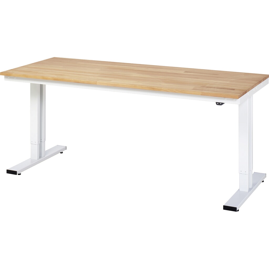 RAU elektrisch höhenverstellbarer Werktisch Serie adlatus 300, HxBxT 720-1.120 x 2.000 x 800 mm, Arbeitsplatte Buche Produktabbildung: RAU elektrisch höhenverstellbarer Werktisch Serie adlatus 300, HxBxT 720-1.120 x 2.000 x 800 mm, Arbeitsplatte Buche