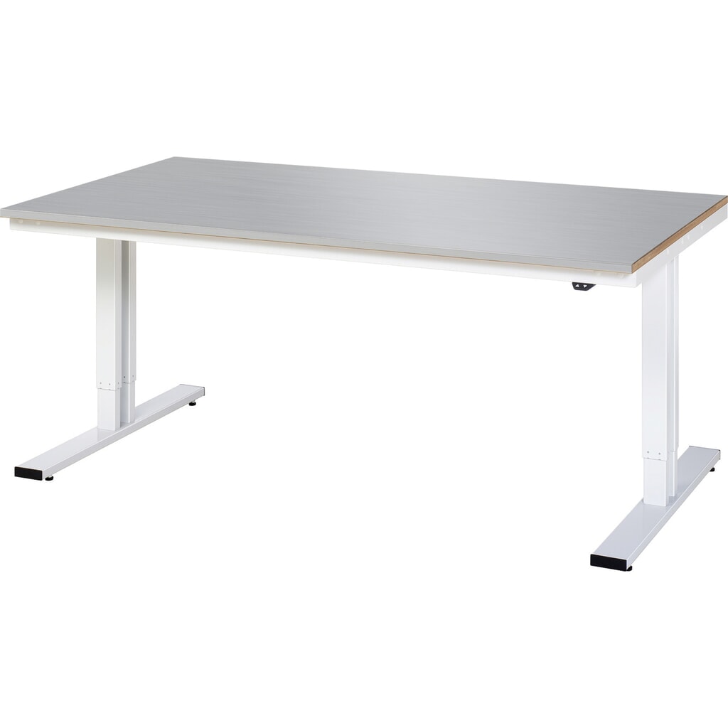 Produktabbildung: RAU elektrisch höhenverstellbarer Werktisch Serie adlatus 300, HxBxT 720-1.120 x 2.000 x 1.000 mm, Edelstahlblech-Belag Arbeitsplatte