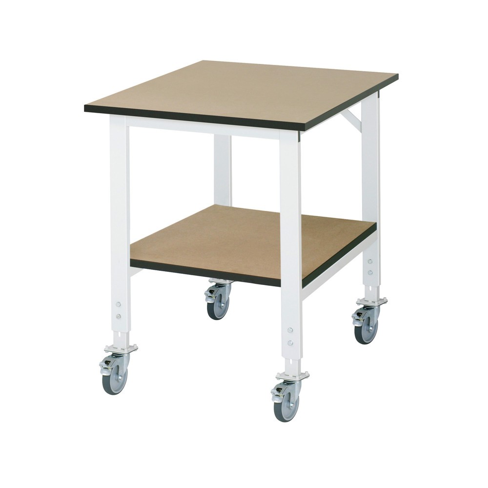 Illustration du produit: RAU Établi mobile réglable en hauteur série TOM avec tablette profondeur 795 mm, hauteur 910-1 230 mm, lxP 750 x 1 000 mm, Plan de travail en MDF