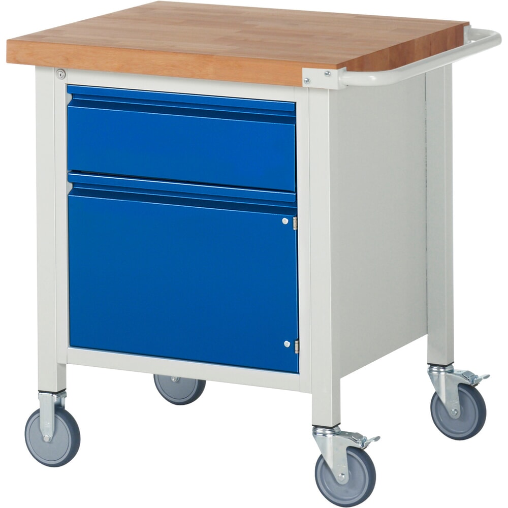 N° de l'image du produit 1 : RAU Établi mobile série 8000, 1 caisson, 1 porte battante, HxlxP 880 x 750 x 700 mm, 1 tiroir 1 x 180 mm, capacité de charge des tiroirs 100 kg