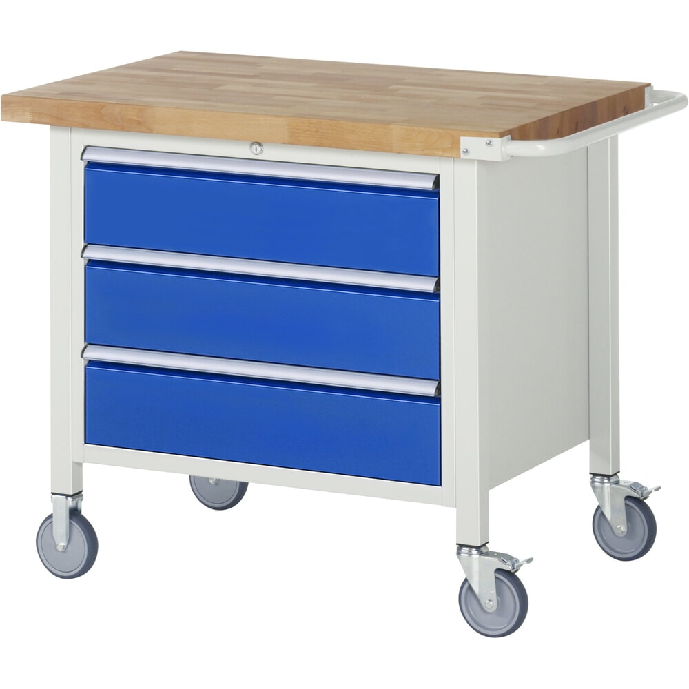 Illustration du produit: RAU Établi mobile série 8000, HxlxP 880-1 080 x 1 000 x 700 mm, 3 tiroirs extractibles à 100 % 3 x 180 mm, capacité de charge des tiroirs 75 kg