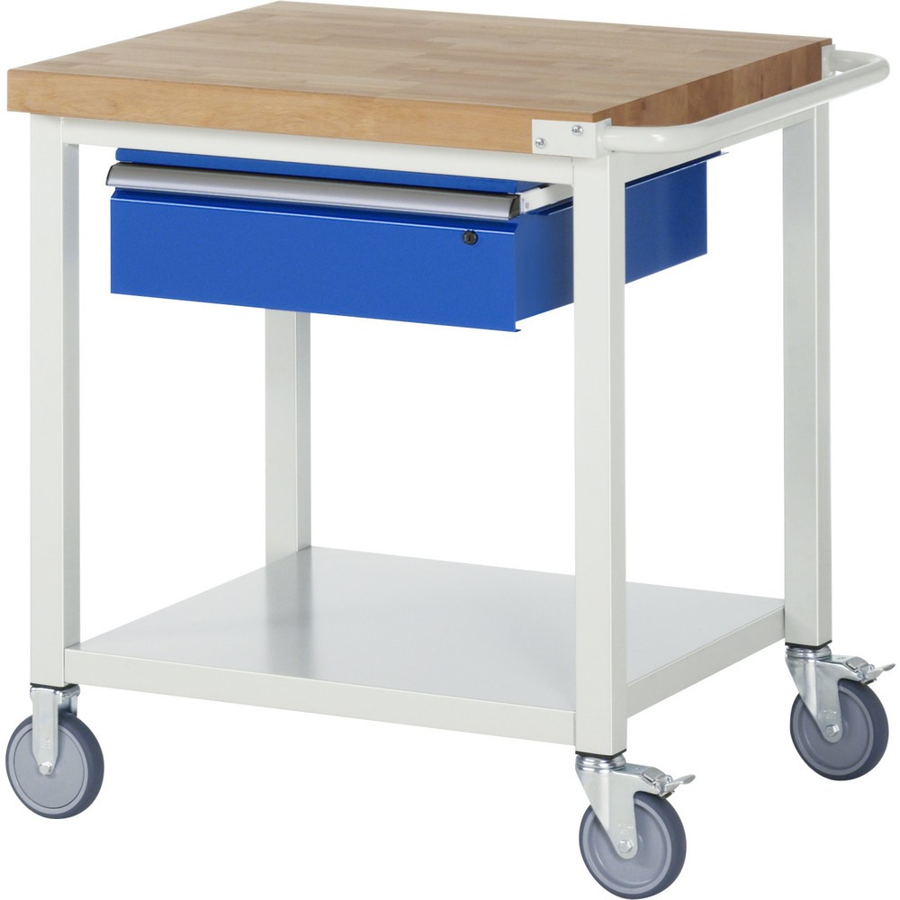 Illustration du produit: RAU Établi mobile série 8000, HxlxP 880-1 080 x 750 x 700 mm, 1 tiroir 1 x 150 mm, capacité de charge du tiroir 50 kg