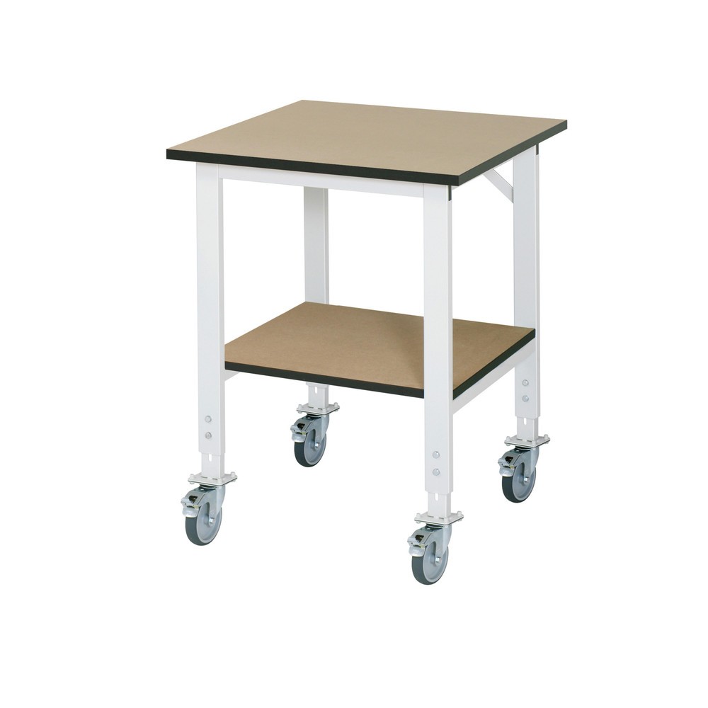 Illustration du produit: RAU Table de travail mobile réglable en hauteur Série TOM, HxlxP 760-1 080 x 750 x 800 mm, plan de travail en MDF