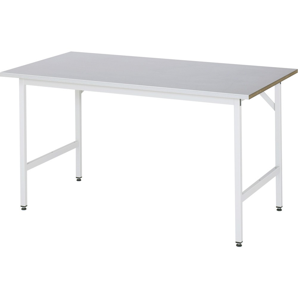 Illustration du produit: RAU Établi réglable en hauteur série JERRY, HxlxP 800-850 x 1 500 x 800 mm, Plan de travail avec revêtement en tôle d'acier