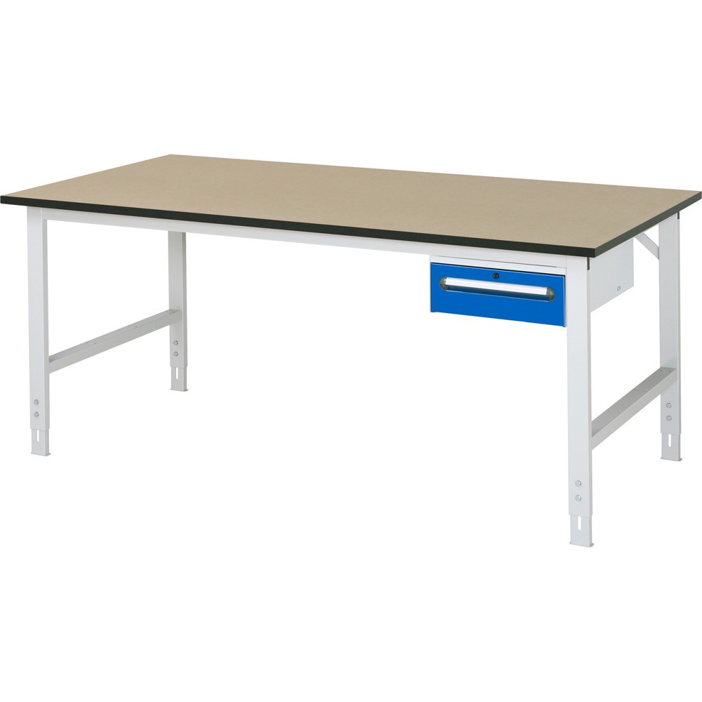 Illustration du produit: RAU Table de travail réglable en hauteur Série TOM, HxlxP 760-1 080 x 2 500 x 1 000 mm, 1 tiroir, Plan de travail en MDF