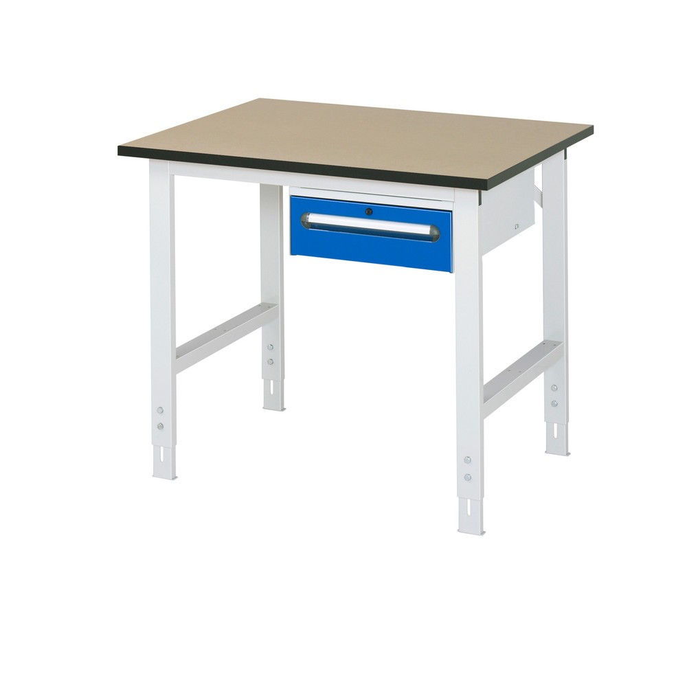 Illustration du produit: RAU Table de travail réglable en hauteur Série TOM, HxlxP 760-1 080 x 1 000 x 800 mm, 1 tiroir, plan de travail en MDF