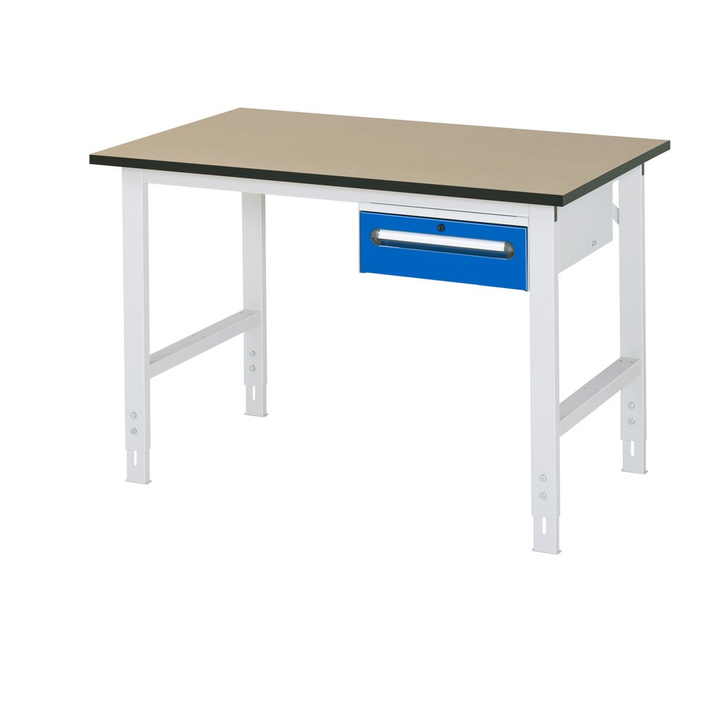 Illustration du produit: RAU Table de travail réglable en hauteur Série TOM, HxlxP 760-1 080 x 1 250 x 800 mm, 1 tiroir, plan de travail en MDF