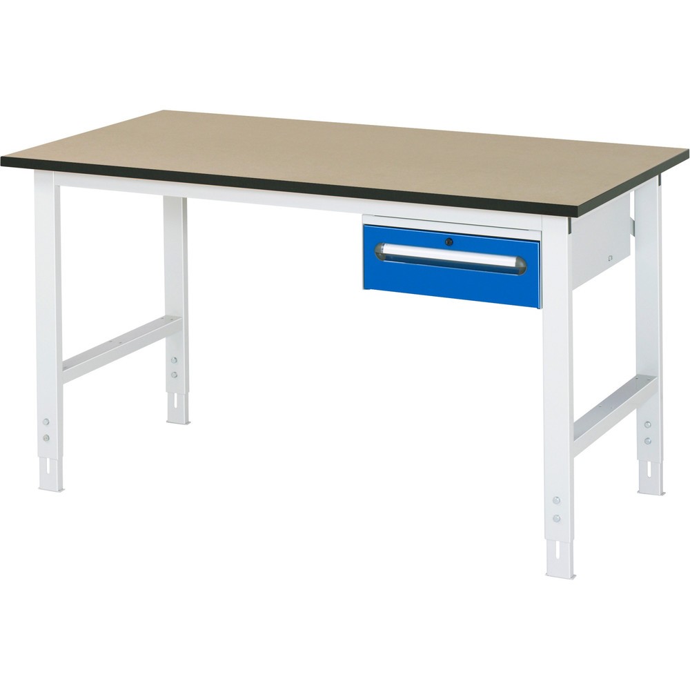 Illustration du produit: RAU Table de travail réglable en hauteur Série TOM, HxlxP 760-1 080 x 1 500 x 800 mm, 1 tiroir, plan de travail en MDF