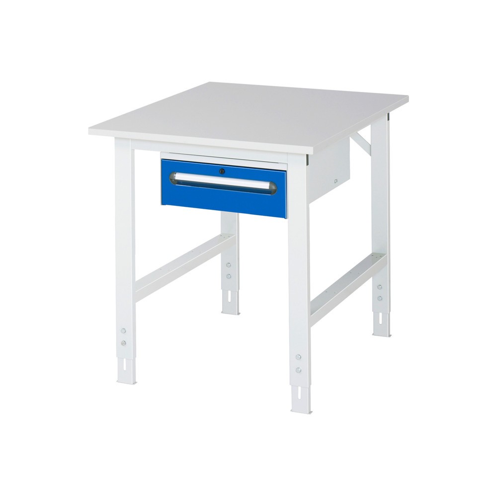 Illustration du produit: RAU Table de travail réglable en hauteur Série TOM, HxlxP 760-1 080 x 750 x 1 000 mm, 1 tiroir, plan de travail avec revêtement en mélamine